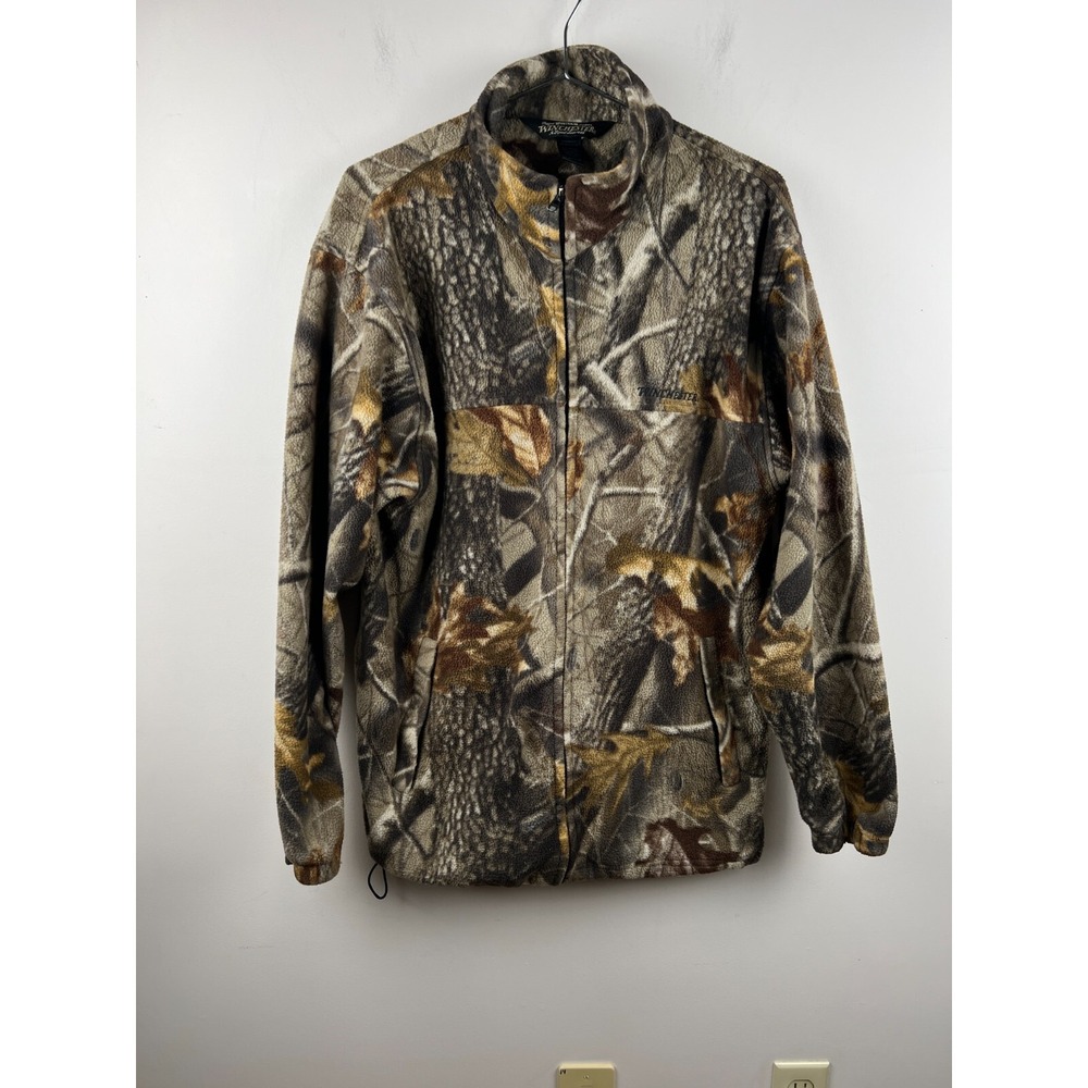 Vintage Camo fleece jacket mens M full zip Winchester camouflage y2k